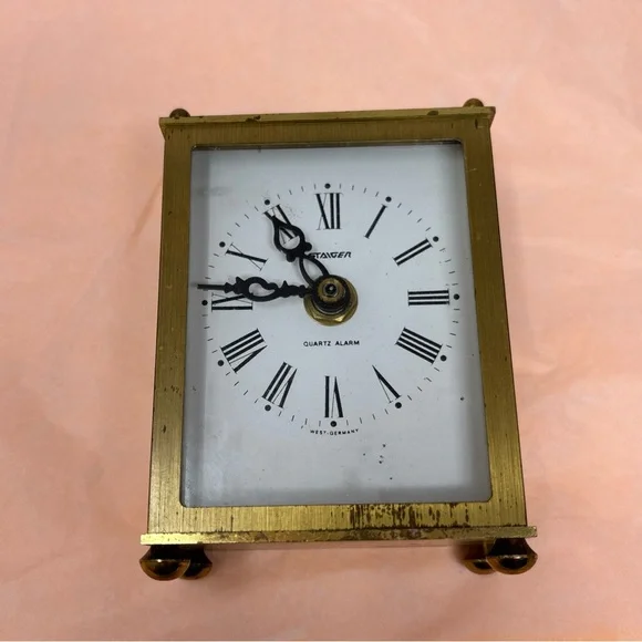 Quartz Alarm Carriage Clock in Brass Finish non working prop from west Germany - Picture 8 of 16